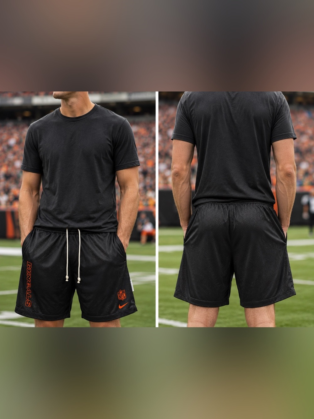 🆕 Nike Cincinnati Bengals Men’s XL Reversible Dri-FIT Shorts Loose Fit NWT